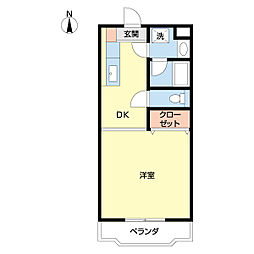 グリーンハイムIII 3階1Kの間取り