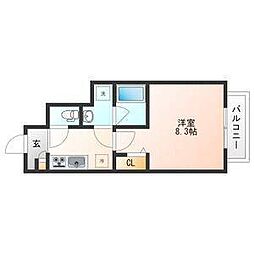 グランクリュ辻 1Kの間取図画像