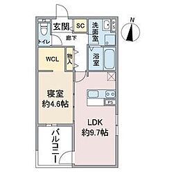 Springfield柳原 3階1LDKの間取り