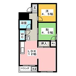 上飯田コーポラス 2LDKの間取図画像