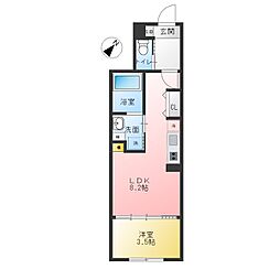 LUORE黒川EAST 1LDKの間取図画像