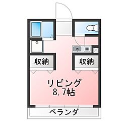 ユースエザキ ワンルームの間取図画像