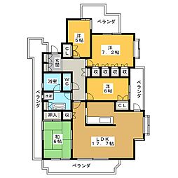 フレックスマンション尼ヶ坂 4LDKの間取図画像
