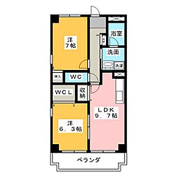 ウィルあじまA 2LDKの間取図画像