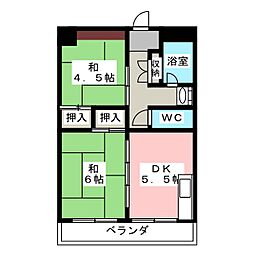 楠団地 2DKの間取図画像