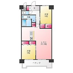シュロス黒川 2LDKの間取図画像