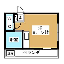 メゾン友和 ワンルームの間取図画像