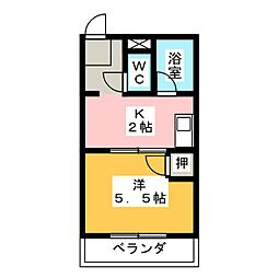 ヒラノマンション 1Kの間取図画像