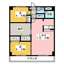 カーサビアンカ黒川 2SLDKの間取図画像
