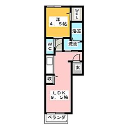 アルバトロスHANA 1LDKの間取図画像