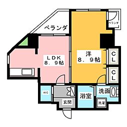 グラマシー城見通 1LDKの間取図画像