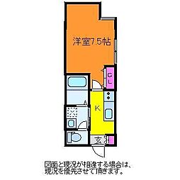 キーウエスト万代 1Kの間取図画像