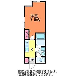 キーウエスト万代 1Kの間取図画像