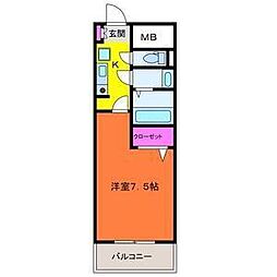 夢ランドワイズテラス笹口 1Kの間取図画像