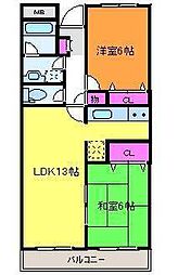 セントラルコート県庁前 2LDKの間取図画像
