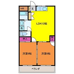 中善ハイツ 2LDKの間取図画像