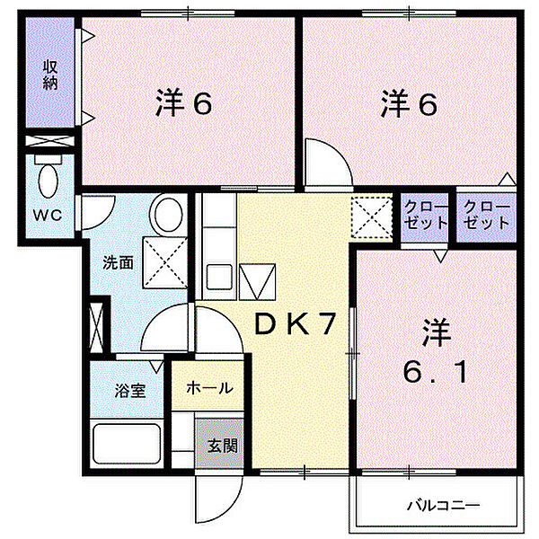 ジョイリバー 102｜和歌山県和歌山市布引(賃貸アパート3DK・1階・56.29㎡)の写真 その2