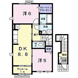 ビビエンダ　アリス　II 2階2DKの間取り