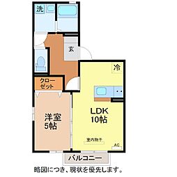 カーサビアンカ 1LDKの間取図画像