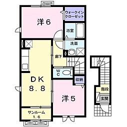 パーシモンE 2DKの間取図画像