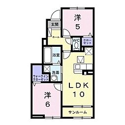 メゾンドラーゴ 2LDKの間取図画像