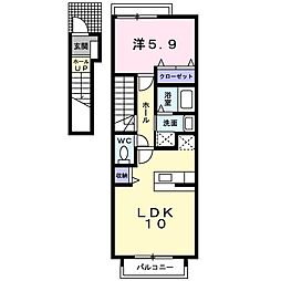 カサブランカC 1LDKの間取図画像