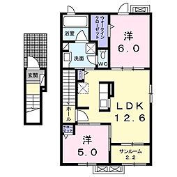ケー・エムレジデンス瓜生2 2LDKの間取図画像