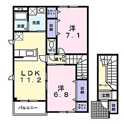 センチュリーテラス 2LDKの間取図画像