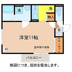 リビングタウン二の宮A ワンルームの間取図画像