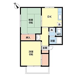 レジデンス西 2DKの間取図画像