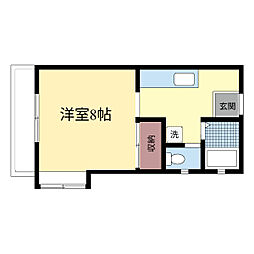 ベル・ジェーヌ 1Kの間取図画像