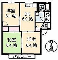 パークタウン三和　B棟 202 ｜ 山口県下関市小月杉迫１丁目（賃貸アパート3DK・2階・54.81㎡） その2