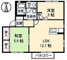 メゾンレディバード　B棟  ｜ 山口県下関市山の田西町（賃貸アパート2LDK・1階・53.32㎡） その2