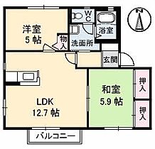 メゾンレディバード　A棟  ｜ 山口県下関市山の田西町（賃貸アパート2LDK・2階・53.32㎡） その2