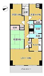 サーパス新下関I 7階3LDKの間取り