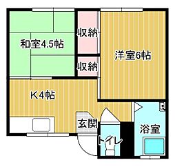 岡田アパート 2Kの間取図画像