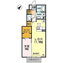 ヴィルセイン武久 1LDKの間取図画像