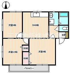 メイプルリーフ2 3DKの間取図画像