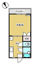 ヴィラ川中 1Kの間取図画像