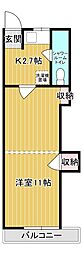 桃ケ丘アパートA棟 1Kの間取図画像