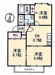 グランシード下田 3DKの間取図画像