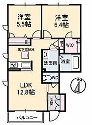 シャーメゾン右京 2LDKの間取図画像