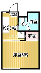 藤野ハイツA 1Kの間取図画像