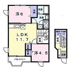 シャトーひえだ 2LDKの間取図画像