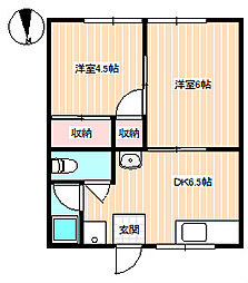 コーポふじ 2DKの間取図画像