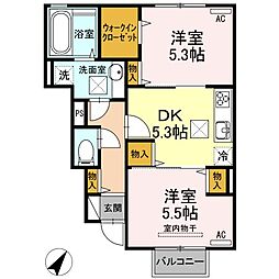 スパークル 2DKの間取図画像