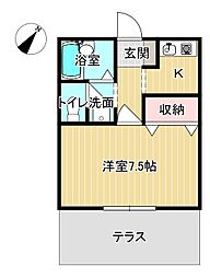セジュール美樹 1Kの間取図画像