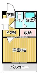 コーポ山の田 1Kの間取図画像