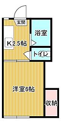 藤野ハイツB 1Kの間取図画像
