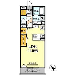 エスポワールコート ワンルームの間取図画像